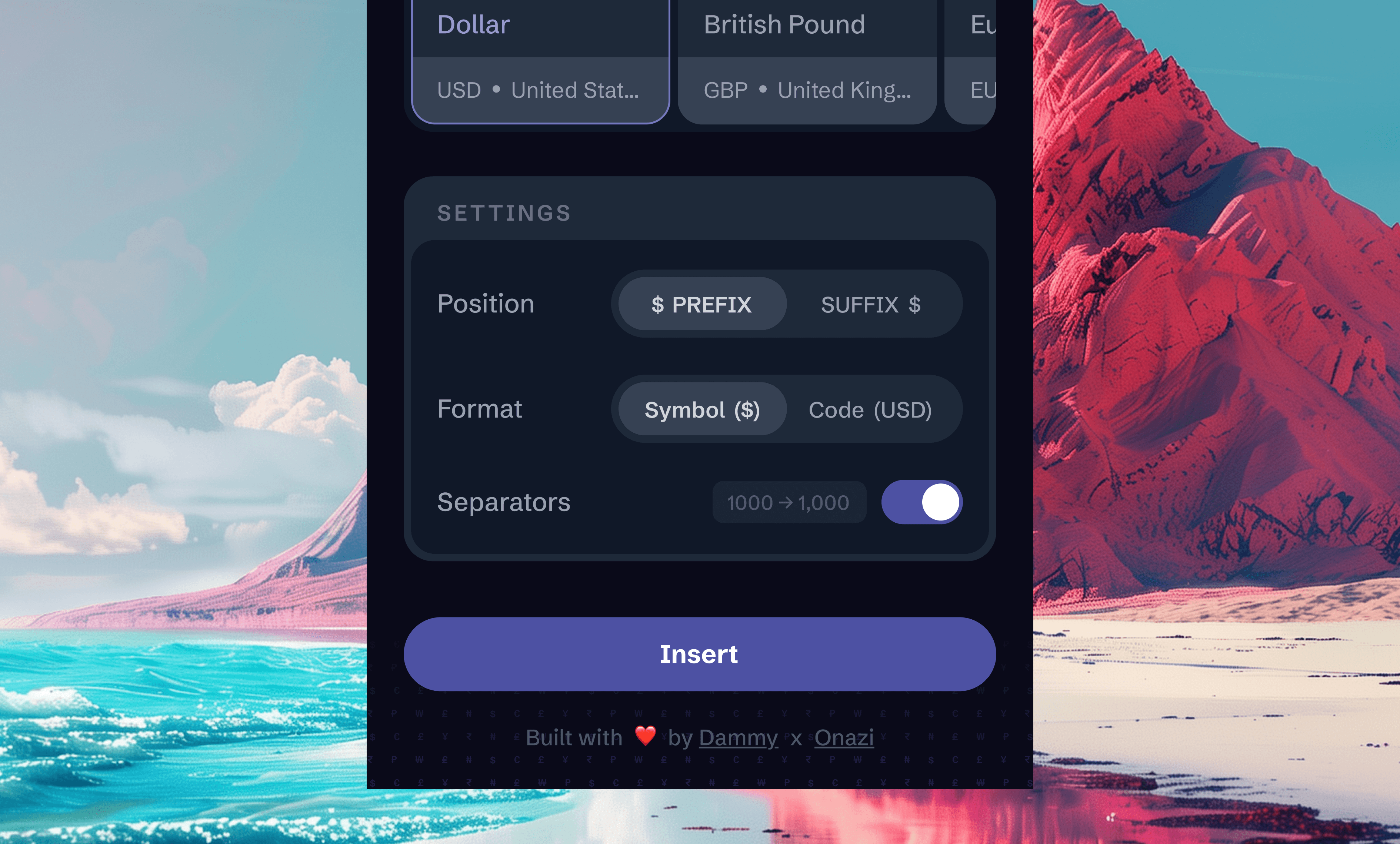 Currency Glyphs — plugin overview