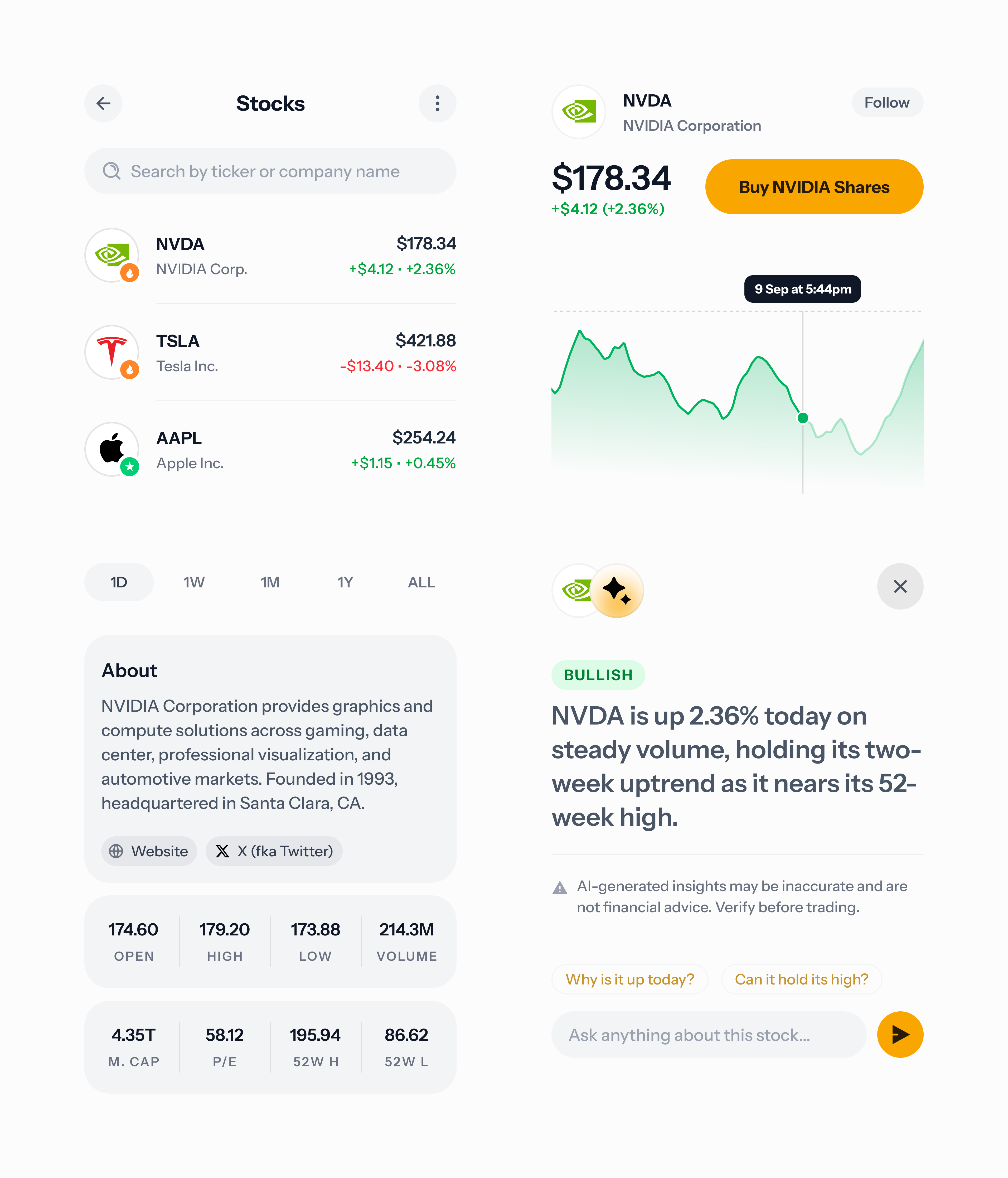 Stock tracking • UI components